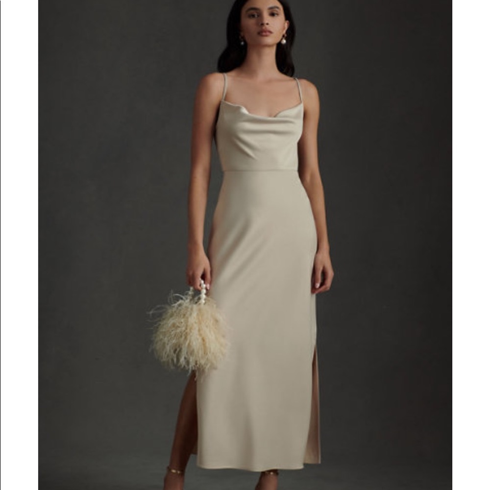 BHLDN Cali Satin Champagne Size 10
